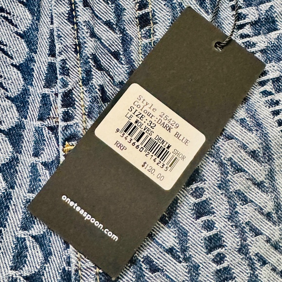NWT (Rare Find) - One Teaspoon (Size 32) Le Wolves Mid Waist Denim Shorts - Picture 6 of 9